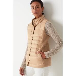 J. Jill Down Vest Size Large Quilted & Smocked Puffer Winter Fall Lightweight